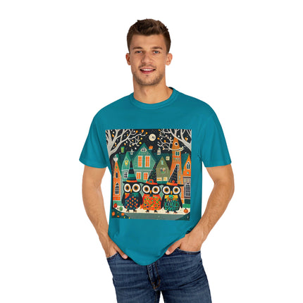 Night of the Trick-or-Treating Owlets Unisex Garment-Dyed T-shirt