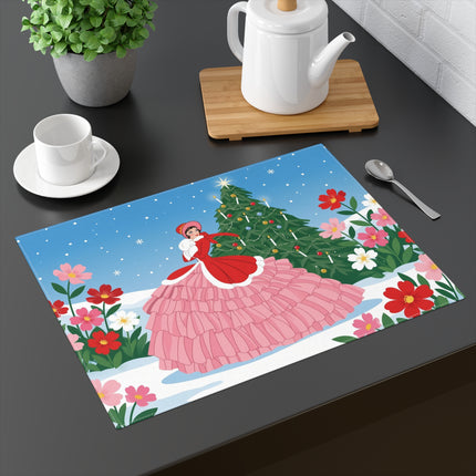 🎄🌸 The Lady Of The Christmas Rose Placemat – Art Deco Holiday Romance
