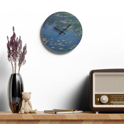 Water Lilies by Claude Monet Acrylic Wall Clock, Round and Square