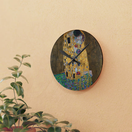 The Kiss by Gustav Klimt Acrylic Wall Clock, Round and Square