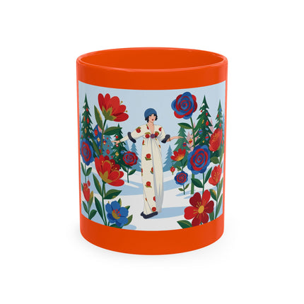 🌹🎄 The Lady Of The Holiday Roses Ceramic Mug – Art Deco Christmas Elegance