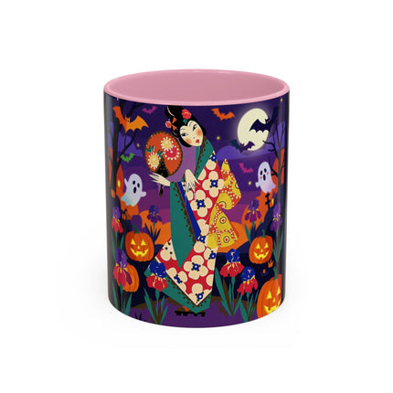 🌙🎃 The Moonlit Garden Masquerade Colorful Mug – Floral Halloween Charm