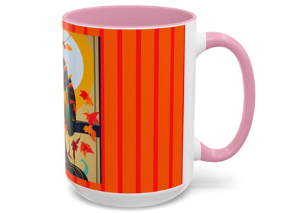 Black Cat in Kimono Colorful Mugs, 11oz