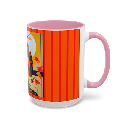 Black Cat in Kimono Colorful Mugs, 11oz