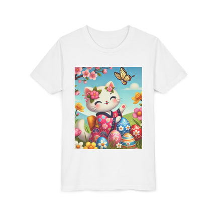 Easter Kitten and Painted Eggs Youth Short Sleeve Tee