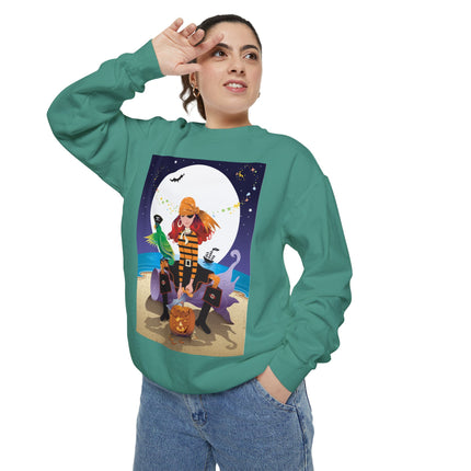 Moonlit Pirate Halloween Unisex Garment-Dyed Sweatshirt
