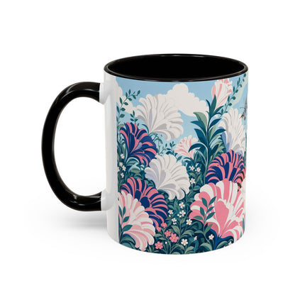 🌸🦋 The Enchanted Pink Blossom Retreat Colorful Mug – Art Deco Floral Whimsy