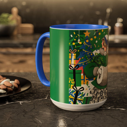 🍀🎄 The Emerald Holly Christmas Colorful Mug – Art Deco Holiday Elegance