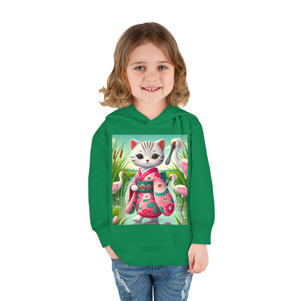 Geisha Kitten Strolls Among the Spoonbills Toddler Pullover Fleece Hoodie