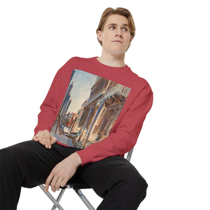 Gondola Moorings on the Grand Canal by John Singer Sargent Unisex Garment-Dyed Sweatshirt