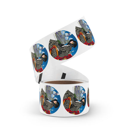 Elegant Winter Woman in Sleigh Round Sticker Label Rolls