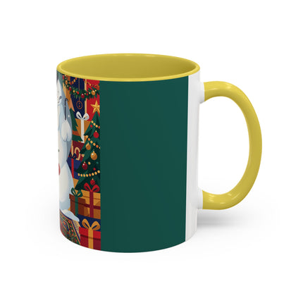 ☃️🎄 The Snowman's Christmas Companion Colorful Mug – Art Deco Holiday Fantasy