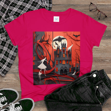 Halloween Night Scene Women's Midweight Cotton Tee