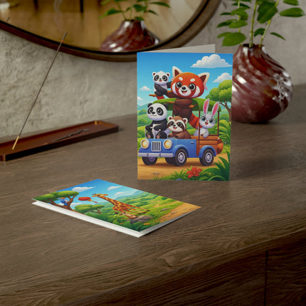 🐼🚙 The Great Garden Road Trip Greeting Card – Whimsical Animal Adventure