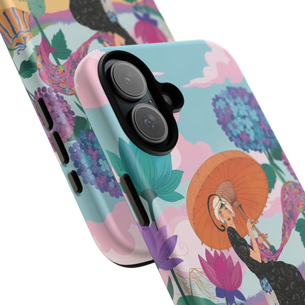 🌊☂️ The Lady Of The Flowered Seashore Phone Case – Art Deco Seaside Fashion