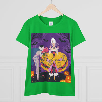 🎭🌹 The Harlequin Rose Masquerade Cotton Tee – Theatrical Halloween Romance