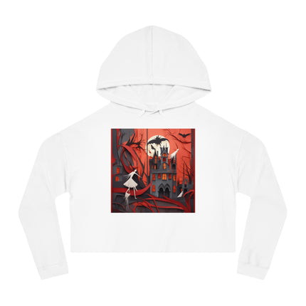 Halloween Night Scene Women’s Cropped Hooded Sweatshirt