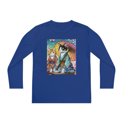 Kimono Kitties Youth Long Sleeve Competitor Tee – Anime Charm & Whimsical Elegance