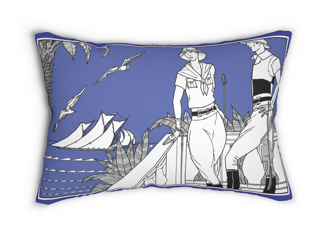 Coastal Elegance Spun Polyester Lumbar Pillow