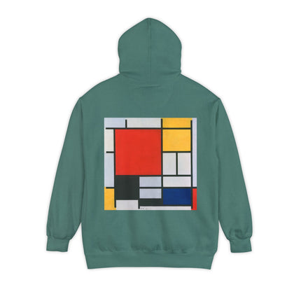 Composition with Red, Yellow, Blue, and Black by Piet Mondrian Unisex Garment-Dyed Hoodie