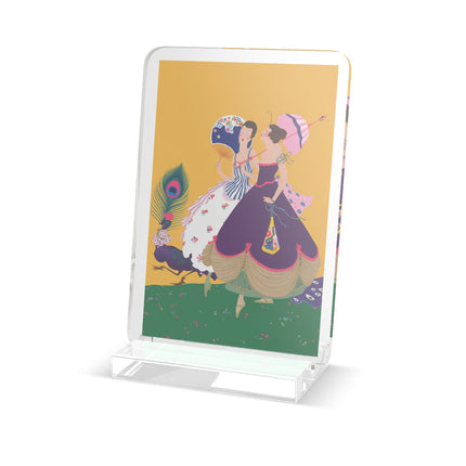 Peacock Ladies in the Garden Acrylic Plaque – Playful Elegance & Art Deco Charm