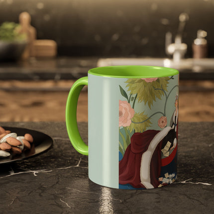 The Lady Of The Scarlet Chaise Colorful Mugs – Art Deco Romantic Elegance