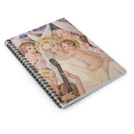 Madonna with Child Surrounded by Musical Angels by Gerda Wegener Spiral Notebook - Ruled Line