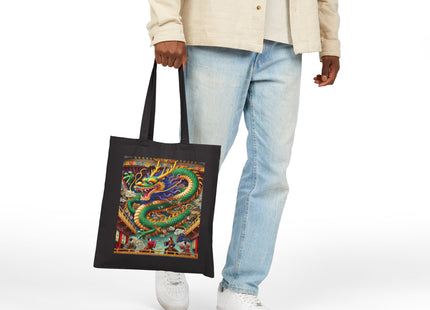 Tibetan Dragon Over Kabuki Duel Cotton Canvas Tote Bag