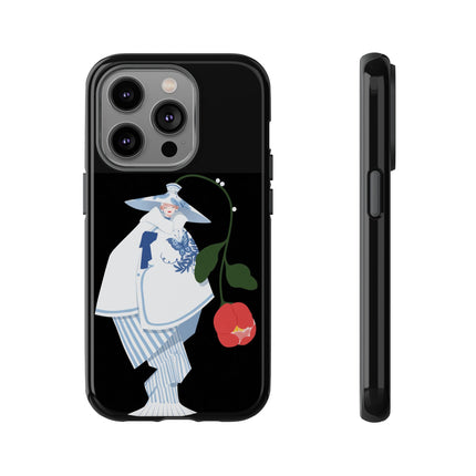 Blue & White Porcelain Geisha Phone Case – Elegant Mystery & Floral Grace