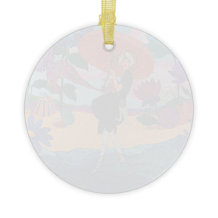 ☂️🌊 The Lady Of The Coral Parasol Glass Ornament – Art Deco Coastal Elegance