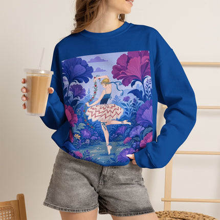 🌸🩰 The Enchanted Garden Ballet Crewneck Sweatshirt – Art Deco Floral Whimsy