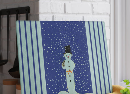 Snowman in Falling Snow Glass Cutting Board