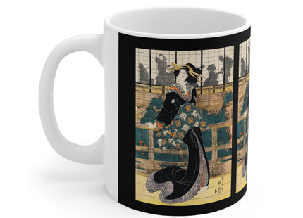 Japanese woman woodcut print by Kikukawa Eizan Ceramic Mug 11oz