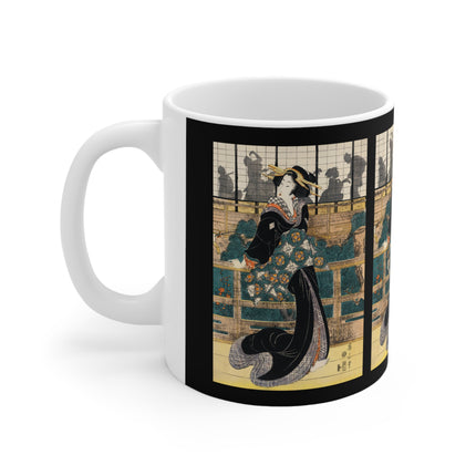 Japanese woman woodcut print by Kikukawa Eizan Ceramic Mug 11oz