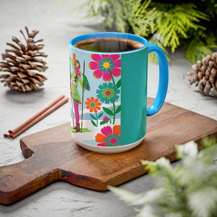 🎿🌸 The Winter Flower Adventurer Colorful Mug – Colorful Ski Fantasy
