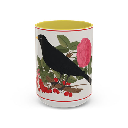 Blackbird & Rose Colorful Mugs – Timeless Elegance & Nature's Harmony