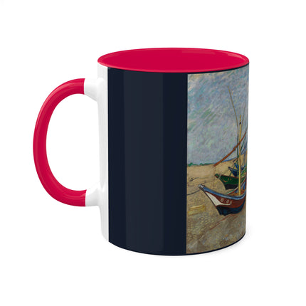 Fishing Boats on the Beach at Saintes-Maries by Vincent Van Gogh Colorful Mugs, 11oz