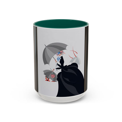 The Lady of Silver Umbrellas Colorful Mug (11oz, 15oz) – Art Deco Mystery, Elegant Fashion & Silver Dreamscape