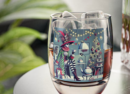 Whimsical Christmas Tea Party Whiskey Glass