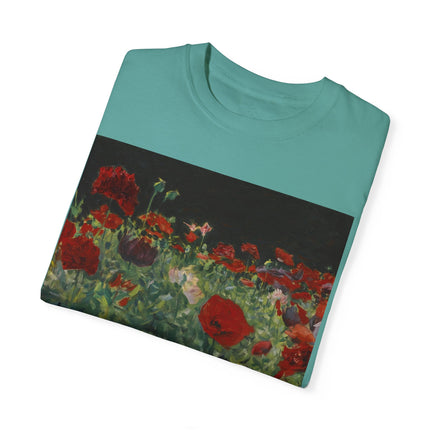 Poppies (A Study of Poppies for Carnation, Lily, Lily, Rose) by John Singer Sargent Unisex Garment-Dyed T-shirt