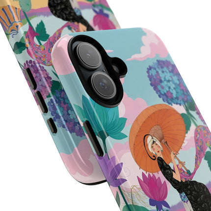🌊☂️ The Lady Of The Flowered Seashore Phone Case – Art Deco Seaside Fashion