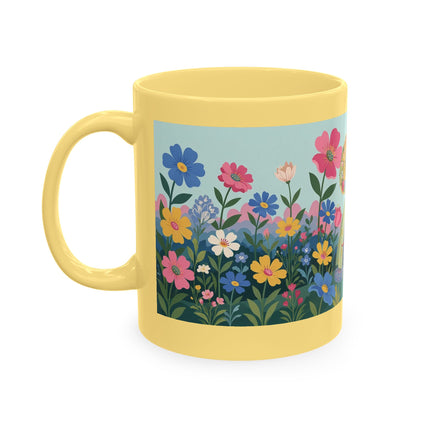 🌼🪭 The Lady Of The Grand Flower Garden Ceramic Mug – Art Deco Garden Whimsy