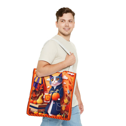 British Shorthair at an Autumn Market Tote Bag (AOP)