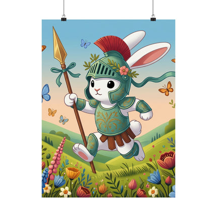 🐇⚔️ Rabbit Gladiator Matte Vertical Poster – Courage, Adventure & Meadow Heroics