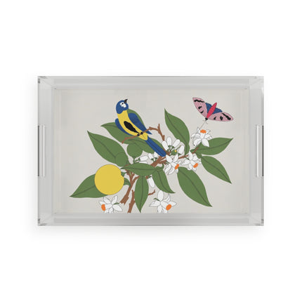 Blue Tit & Butterfly Acrylic Serving Tray