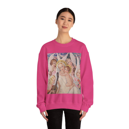 Madonna with Child Surrounded by Musical Angels by Gerda Wegener Heavy Blend™ Crewneck Sweatshirt