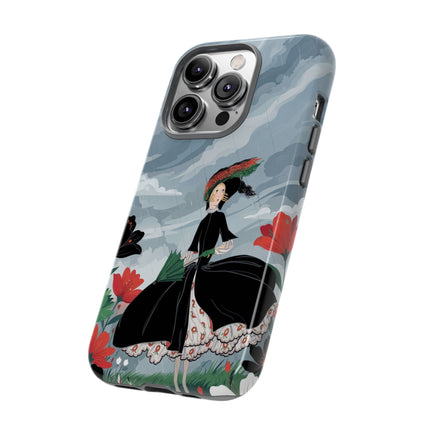 🌧️🌺 The Stormy Flower Walk Phone Case – Art Deco Floral Fashion