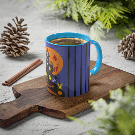 Halloween Night at the Haunted House Colorful Mugs, 11oz