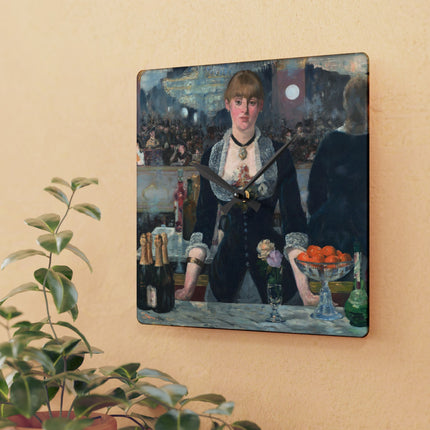 A Bar at the Folies-Bergère by Edouard Manet Acrylic Wall Clock, Round and Square
