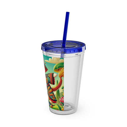 Dragon Dance on Wheels Sunsplash Tumbler with Straw, 16oz